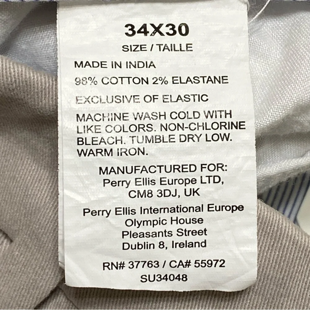 Savane Alabaster Gray Beige Chino Pants 34x30 Flat Front Stretch NWT - Picture 7 of 8